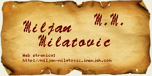 Miljan Milatović vizit kartica